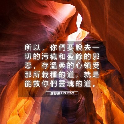 Picture 05 - 雅 各 書 1:21 CUVT - 所 以 ， 你 們 要 脫 去 一 切 的 污 - Bible Verse Picture