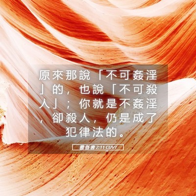 Picture 05 - 雅 各 書 2:11 CUVT - 原 來 那 說 「 不 可 姦 淫 」 的 ， - Bible Verse Picture