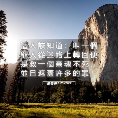 Picture 05 - 雅 各 書 5:20 CUVT - 這 人 該 知 道 ： 叫 一 個 罪 人 從 - Bible Verse Picture