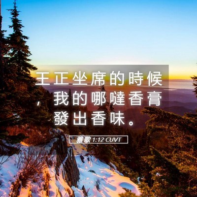Picture 05 - 雅 歌 1:12 CUVT - 王 正 坐 席 的 時 候 ， 我 的 哪 噠 - Bible Verse Picture