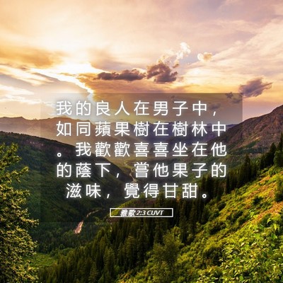 Picture 05 - 雅 歌 2:3 CUVT - 我 的 良 人 在 男 子 中 ， 如 同 蘋 - Bible Verse Picture