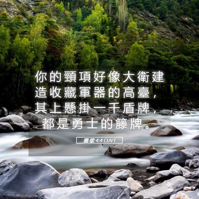 Picture 05 - 雅 歌 4:4 CUVT - 你 的 頸 項 好 像 大 衛 建 造 收 藏 - Bible Verse Picture