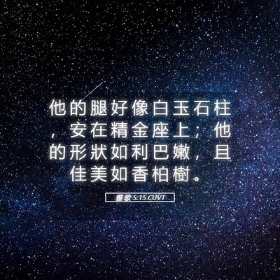 Picture 05 - 雅 歌 5:15 CUVT - 他 的 腿 好 像 白 玉 石 柱 ， 安 在 - Bible Verse Picture