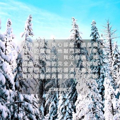 Picture 05 - 雅 歌 5:2 CUVT - 我 身 睡 臥 ， 我 心 卻 醒 。 這 是 - Bible Verse Picture