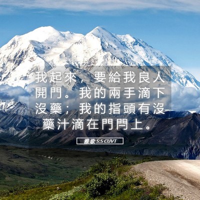 Picture 05 - 雅 歌 5:5 CUVT - 我 起 來 ， 要 給 我 良 人 開 門 。 - Bible Verse Picture