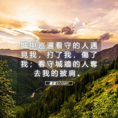 Picture 05 - 雅 歌 5:7 CUVT - 城 中 巡 邏 看 守 的 人 遇 見 我 ， - Bible Verse Picture