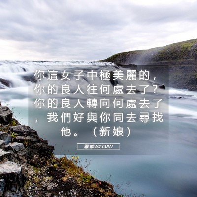 Picture 05 - 雅 歌 6:1 CUVT - 你 這 女 子 中 極 美 麗 的 ， 你 的 - Bible Verse Picture