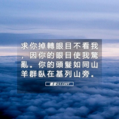 Picture 05 - 雅 歌 6:5 CUVT - 求 你 掉 轉 眼 目 不 看 我 ， 因 你 - Bible Verse Picture