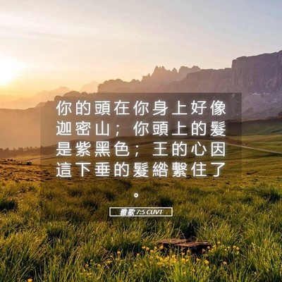 Picture 05 - 雅 歌 7:5 CUVT - 你 的 頭 在 你 身 上 好 像 迦 密 山 - Bible Verse Picture