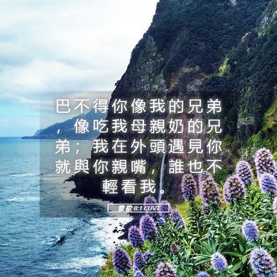 Picture 05 - 雅 歌 8:1 CUVT - 巴 不 得 你 像 我 的 兄 弟 ， 像 吃 - Bible Verse Picture