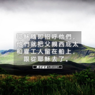 Picture 05 - 馬 可 福 音 1:20 CUVT - 耶 穌 隨 即 招 呼 他 們 ， 他 們 就 - Bible Verse Picture