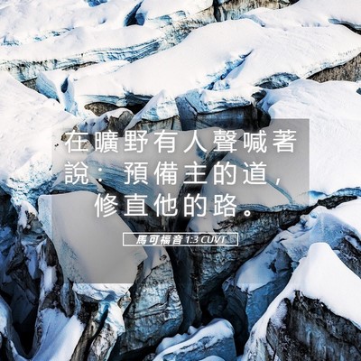 Picture 05 - 馬 可 福 音 1:3 CUVT - 在 曠 野 有 人 聲 喊 著 說 ： 預 備 - Bible Verse Picture