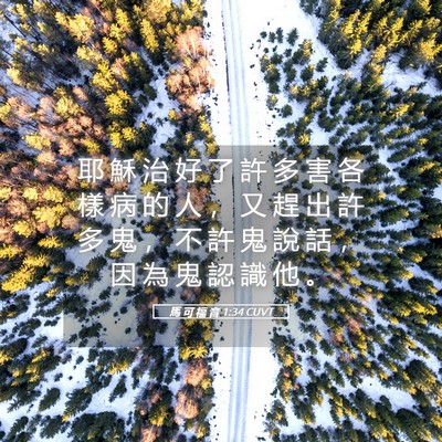 Picture 05 - 馬 可 福 音 1:34 CUVT - 耶 穌 治 好 了 許 多 害 各 樣 病 的 - Bible Verse Picture