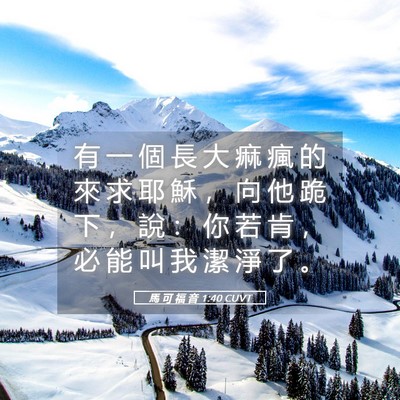 Picture 05 - 馬 可 福 音 1:40 CUVT - 有 一 個 長 大 痲 瘋 的 來 求 耶 穌 - Bible Verse Picture