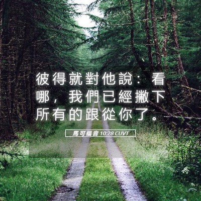 Picture 05 - 馬 可 福 音 10:28 CUVT - 彼 得 就 對 他 說 ： 看 哪 ， 我 們 - Bible Verse Picture