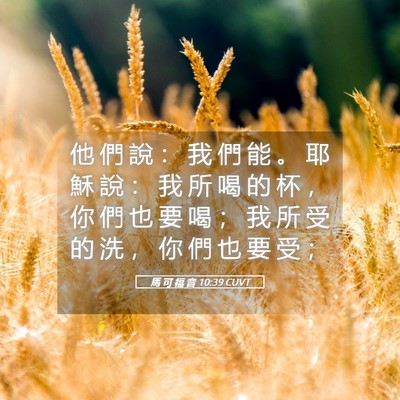Picture 05 - 馬 可 福 音 10:39 CUVT - 他 們 說 ： 我 們 能 。 耶 穌 說 ： - Bible Verse Picture