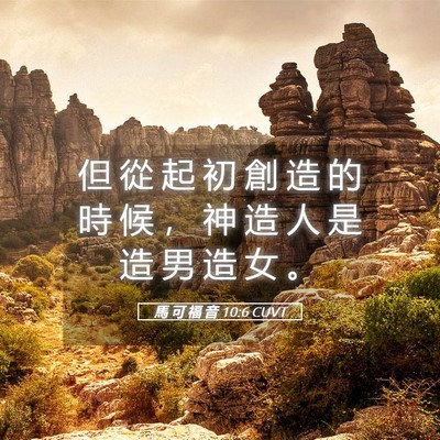 Picture 05 - 馬 可 福 音 10:6 CUVT - 但 從 起 初 創 造 的 時 候 ， 神 造 - Bible Verse Picture