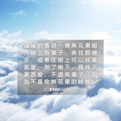 Picture 05 - 馬 可 福 音 11:13 CUVT - 遠 遠 的 看 見 一 棵 無 花 果 樹 ， - Bible Verse Picture