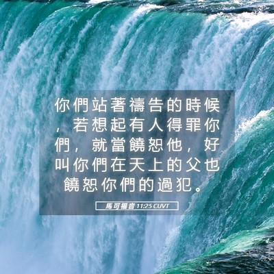 Picture 05 - 馬 可 福 音 11:25 CUVT - 你 們 站 著 禱 告 的 時 候 ， 若 想 - Bible Verse Picture