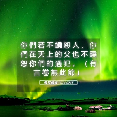 Picture 05 - 馬 可 福 音 11:26 CUVT - 你 們 若 不 饒 恕 人 ， 你 們 在 天 - Bible Verse Picture