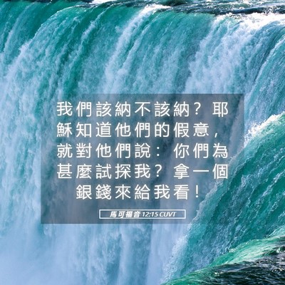 Picture 05 - 馬 可 福 音 12:15 CUVT - 我 們 該 納 不 該 納 ？ 耶 穌 知 道 - Bible Verse Picture