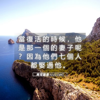 Picture 05 - 馬 可 福 音 12:23 CUVT - 當 復 活 的 時 候 ， 他 是 那 一 個 - Bible Verse Picture
