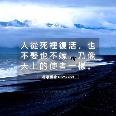 Picture 05 - 馬 可 福 音 12:25 CUVT - 人 從 死 裡 復 活 ， 也 不 娶 也 不 - Bible Verse Picture