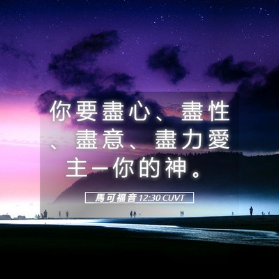 Picture 05 - 馬 可 福 音 12:30 CUVT - 你 要 盡 心 、 盡 性 、 盡 意 、 盡 - Bible Verse Picture