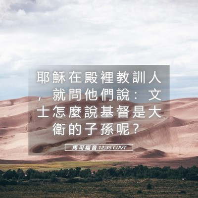 Picture 05 - 馬 可 福 音 12:35 CUVT - 耶 穌 在 殿 裡 教 訓 人 ， 就 問 他 - Bible Verse Picture