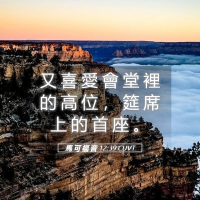 Picture 05 - 馬 可 福 音 12:39 CUVT - 又 喜 愛 會 堂 裡 的 高 位 ， 筵 席 - Bible Verse Picture