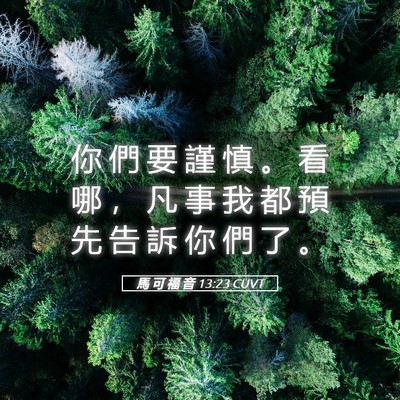 Picture 05 - 馬 可 福 音 13:23 CUVT - 你 們 要 謹 慎 。 看 哪 ， 凡 事 我 - Bible Verse Picture
