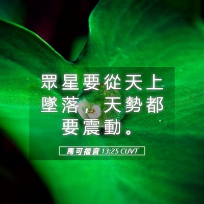 Picture 05 - 馬 可 福 音 13:25 CUVT - 眾 星 要 從 天 上 墜 落 ， 天 勢 都 - Bible Verse Picture