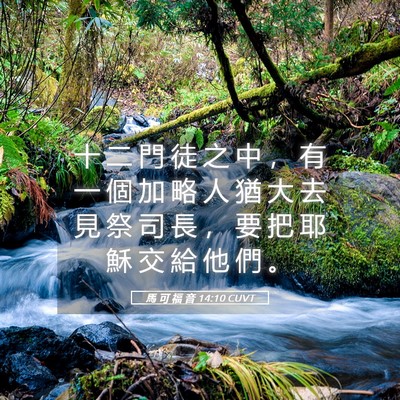 Picture 05 - 馬 可 福 音 14:10 CUVT - 十 二 門 徒 之 中 ， 有 一 個 加 略 - Bible Verse Picture