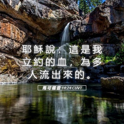 Picture 05 - 馬 可 福 音 14:24 CUVT - 耶 穌 說 ： 這 是 我 立 約 的 血 ， - Bible Verse Picture