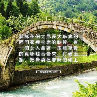 Picture 05 - 馬 可 福 音 14:3 CUVT - 耶 穌 在 伯 大 尼 長 大 痲 瘋 的 西 - Bible Verse Picture