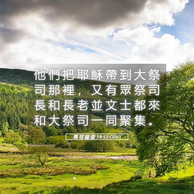 Picture 05 - 馬 可 福 音 14:53 CUVT - 他 們 把 耶 穌 帶 到 大 祭 司 那 裡 - Bible Verse Picture