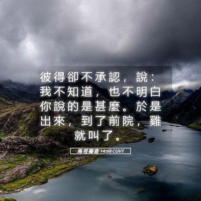 Picture 05 - 馬 可 福 音 14:68 CUVT - 彼 得 卻 不 承 認 ， 說 ： 我 不 知 - Bible Verse Picture