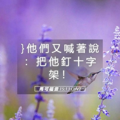 Picture 05 - 馬 可 福 音 15:13 CUVT - } 他 們 又 喊 著 說 ： 把 他 釘 十 字 - Bible Verse Picture