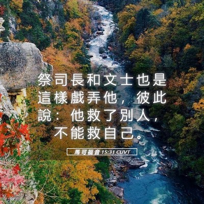 Picture 05 - 馬 可 福 音 15:31 CUVT - 祭 司 長 和 文 士 也 是 這 樣 戲 弄 - Bible Verse Picture
