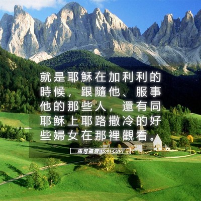 Picture 05 - 馬 可 福 音 15:41 CUVT - 就 是 耶 穌 在 加 利 利 的 時 候 ， - Bible Verse Picture