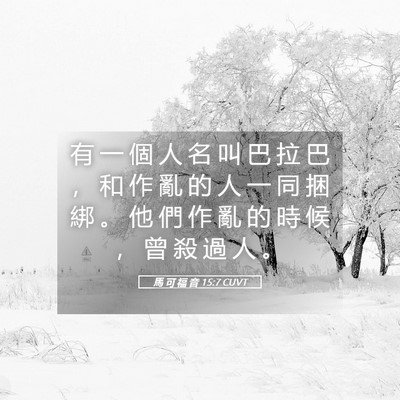 Picture 05 - 馬 可 福 音 15:7 CUVT - 有 一 個 人 名 叫 巴 拉 巴 ， 和 作 - Bible Verse Picture