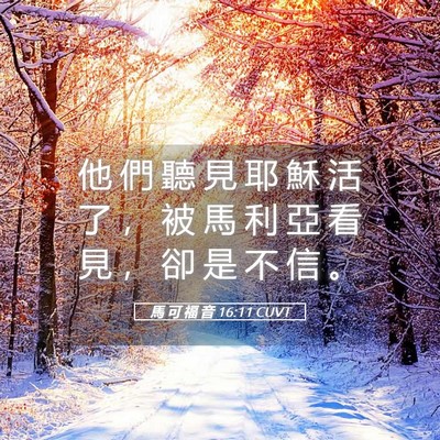 Picture 05 - 馬 可 福 音 16:11 CUVT - 他 們 聽 見 耶 穌 活 了 ， 被 馬 利 - Bible Verse Picture