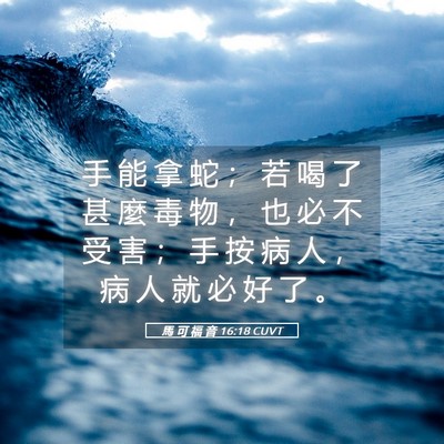 Picture 05 - 馬 可 福 音 16:18 CUVT - 手 能 拿 蛇 ； 若 喝 了 甚 麼 毒 物 - Bible Verse Picture