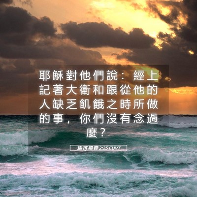 Picture 05 - 馬 可 福 音 2:25 CUVT - 耶 穌 對 他 們 說 ： 經 上 記 著 大 - Bible Verse Picture