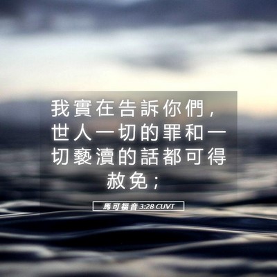 Picture 05 - 馬 可 福 音 3:28 CUVT - 我 實 在 告 訴 你 們 ， 世 人 一 切 - Bible Verse Picture