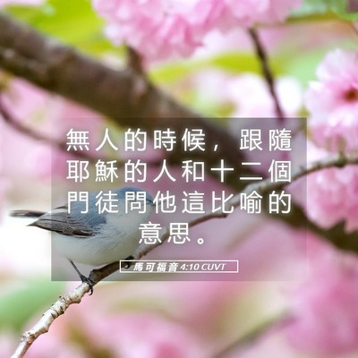 Picture 05 - 馬 可 福 音 4:10 CUVT - 無 人 的 時 候 ， 跟 隨 耶 穌 的 人 - Bible Verse Picture
