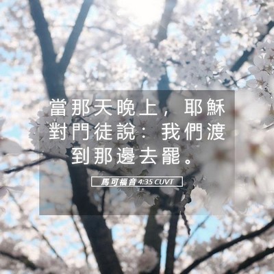 Picture 05 - 馬 可 福 音 4:35 CUVT - 當 那 天 晚 上 ， 耶 穌 對 門 徒 說 - Bible Verse Picture