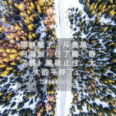 Picture 05 - 馬 可 福 音 4:39 CUVT - 耶 穌 醒 了 ， 斥 責 風 ， 向 海 說 - Bible Verse Picture