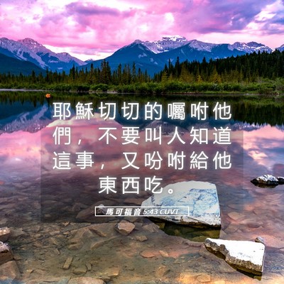 Picture 05 - 馬 可 福 音 5:43 CUVT - 耶 穌 切 切 的 囑 咐 他 們 ， 不 要 - Bible Verse Picture