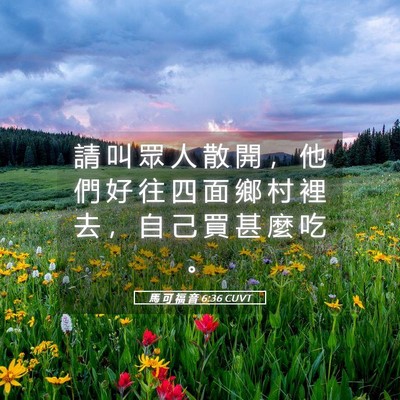 Picture 05 - 馬 可 福 音 6:36 CUVT - 請 叫 眾 人 散 開 ， 他 們 好 往 四 - Bible Verse Picture
